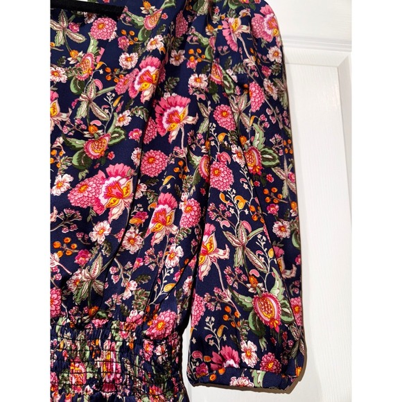 MISA Los Angeles Floral Mini‎ Dress Smocked Ruffle V Neck Short Sleeve XL - Picture 12 of 16